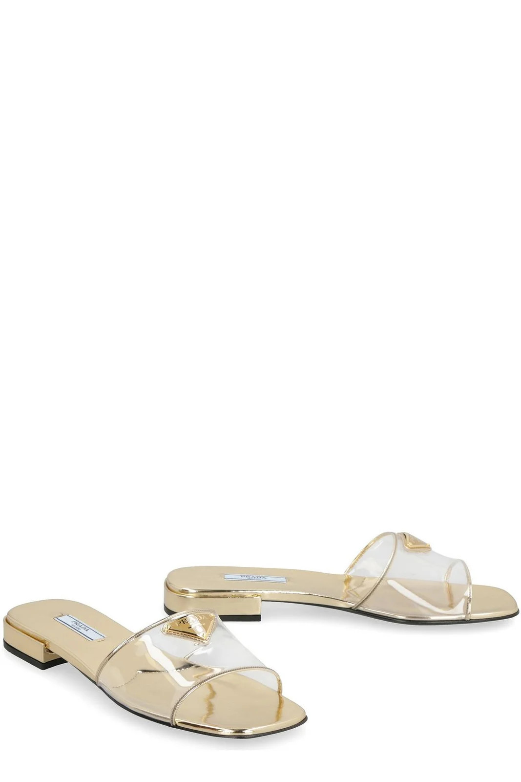Prada Logo Plaque Slip-On Sandals | Cettire Global