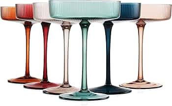 Vintage Art Deco Coupe Glasses Ribbed Coup Martini, Champagne & Cocktail 7oz | Set of 6 | Modern ... | Amazon (US)