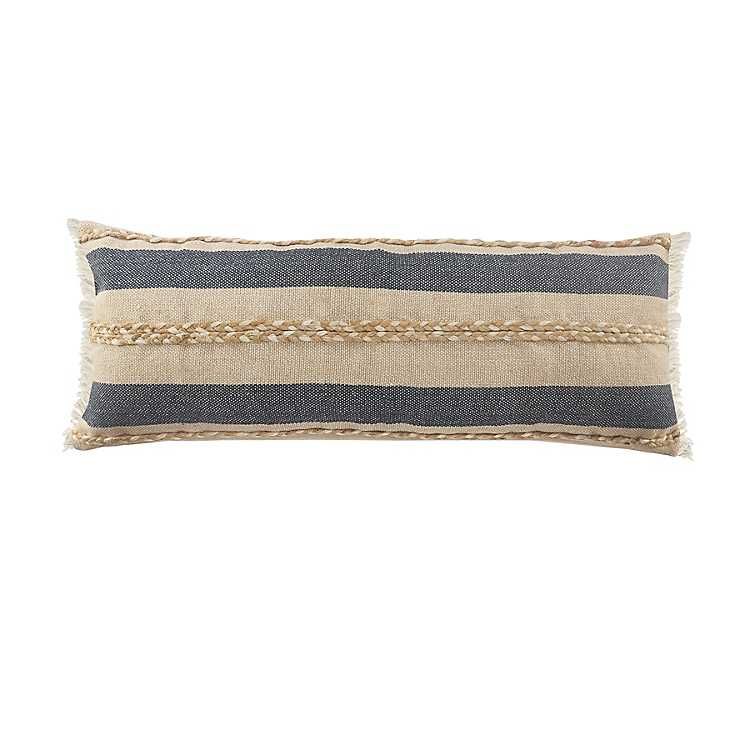 Denim Blue Braided Stripe Lumbar Pillow | Kirkland's Home
