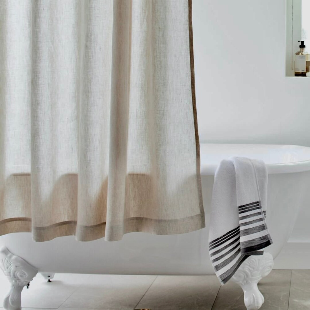 Linen Water Repellent Shower Curtain, 6 Colors, Quick Drying Water Resistant Bathroom Curtain Pan... | Etsy (CAD)