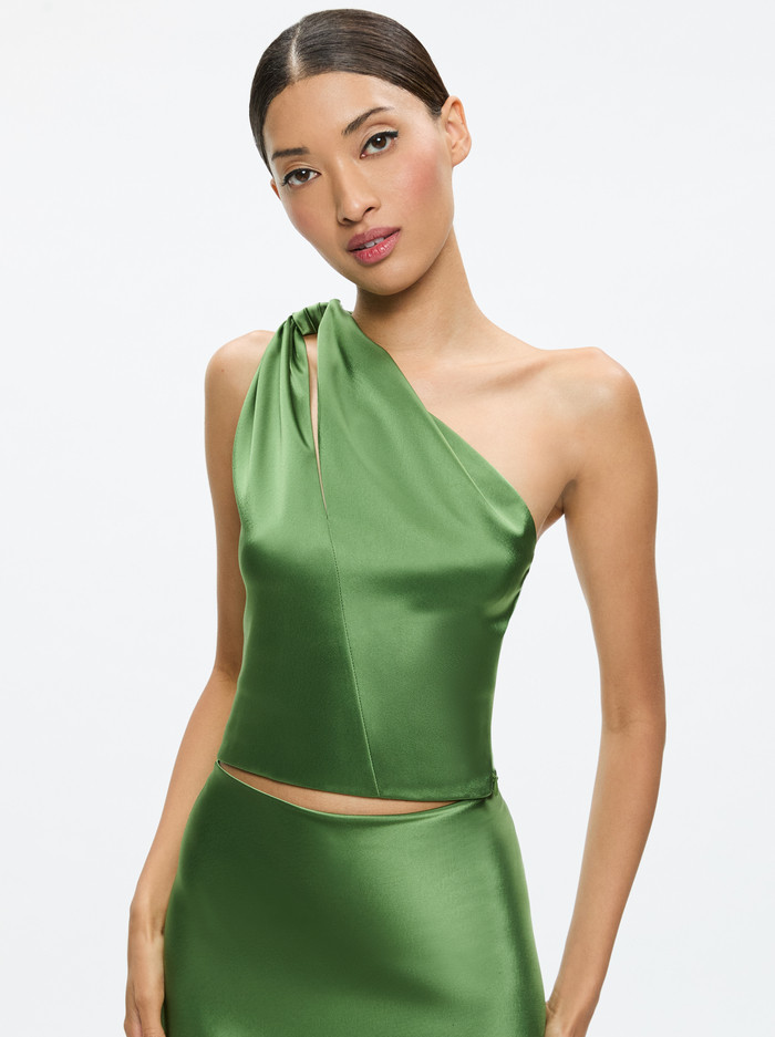 PIERA ONE SHOULDER TWIST TOP | Alice + Olivia
