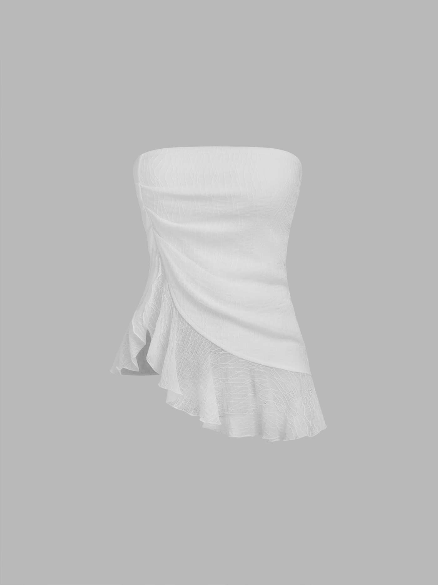 Mesh Mesh Texture Drawstring Ruffle Bandeau Top For Rencard | Cider