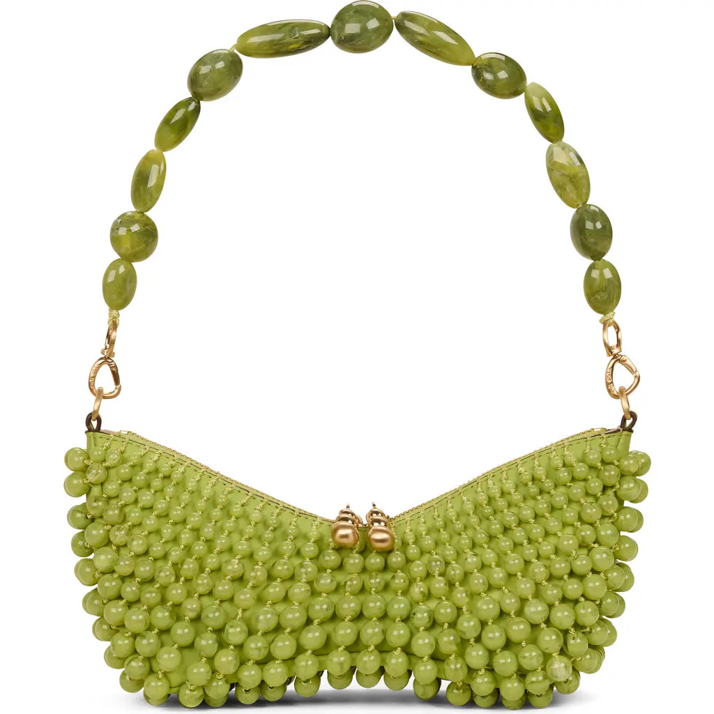 Cult Gaia Mercier Beaded Leather Shoulder Bag in Laurel at Nordstrom | Nordstrom