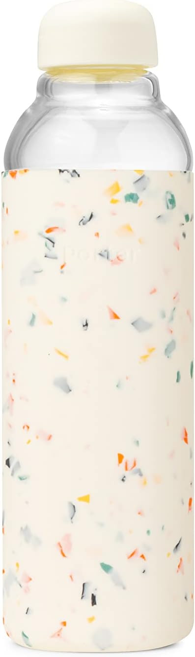 W&P Porter Glass Water Bottle w/ Protective Silicone Sleeve | Terazzo Cream 20 Ounces | On-the-Go... | Amazon (US)