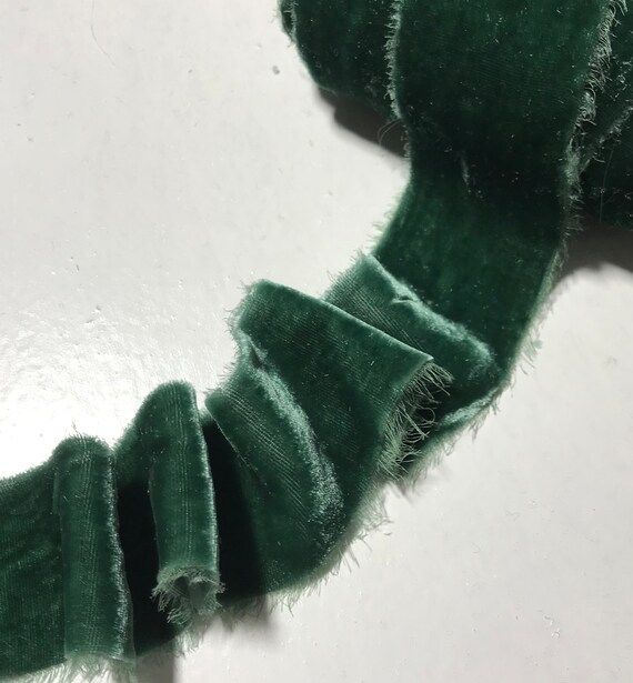 Hand Dyed Evergreen Silk Velvet Ribbon ( 3 Widths to choose from) | Etsy (US)
