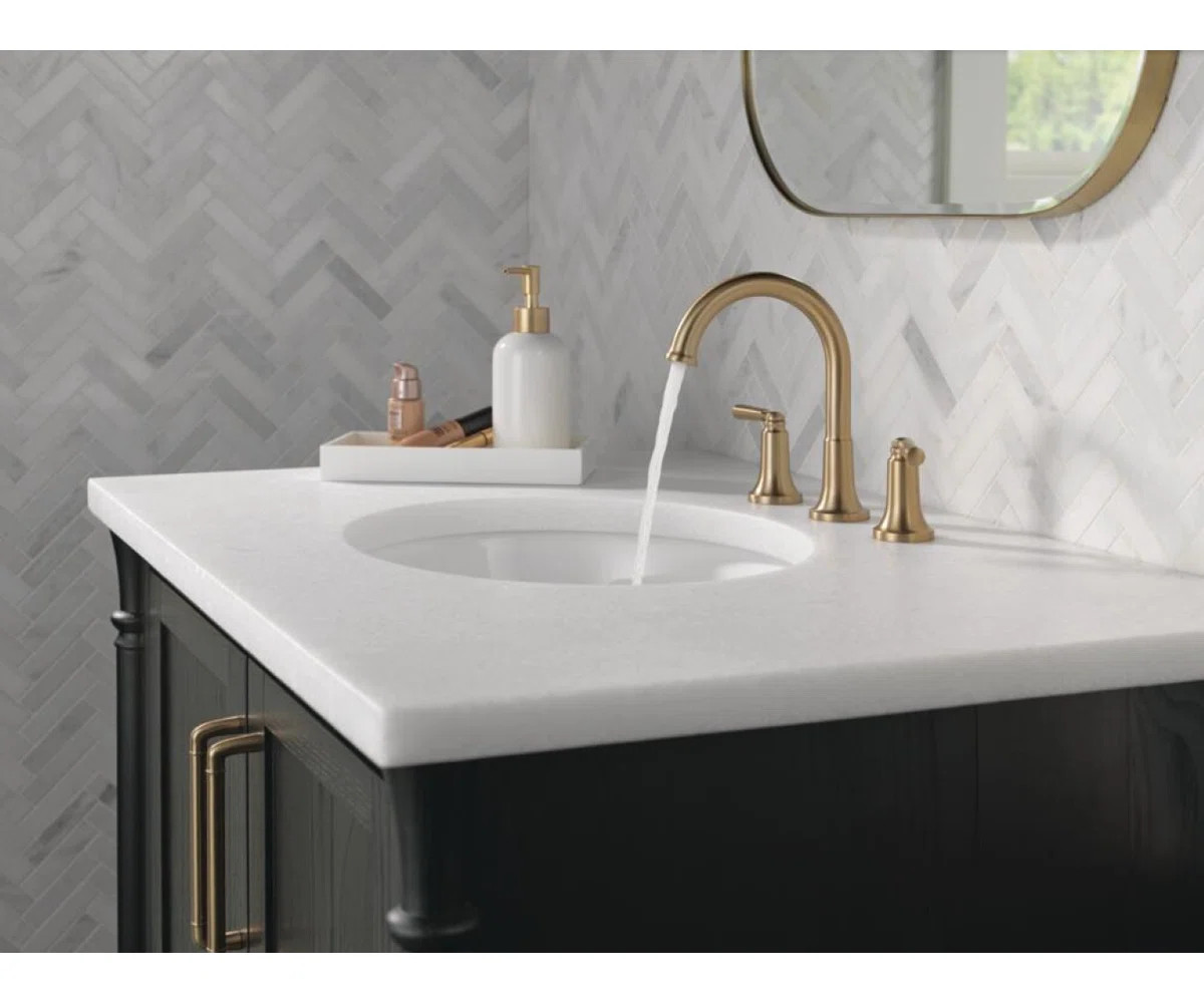 SAYLOR™ Widespread Bathroom Faucet 3 Hole, 2-handle Bathroom Sink Faucet with Drain Assembly 35... | Wayfair North America
