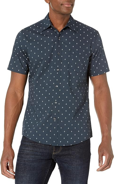 Amazon Essentials Men's Slim-Fit Short-Sleeve Print Shirt | Amazon (US)