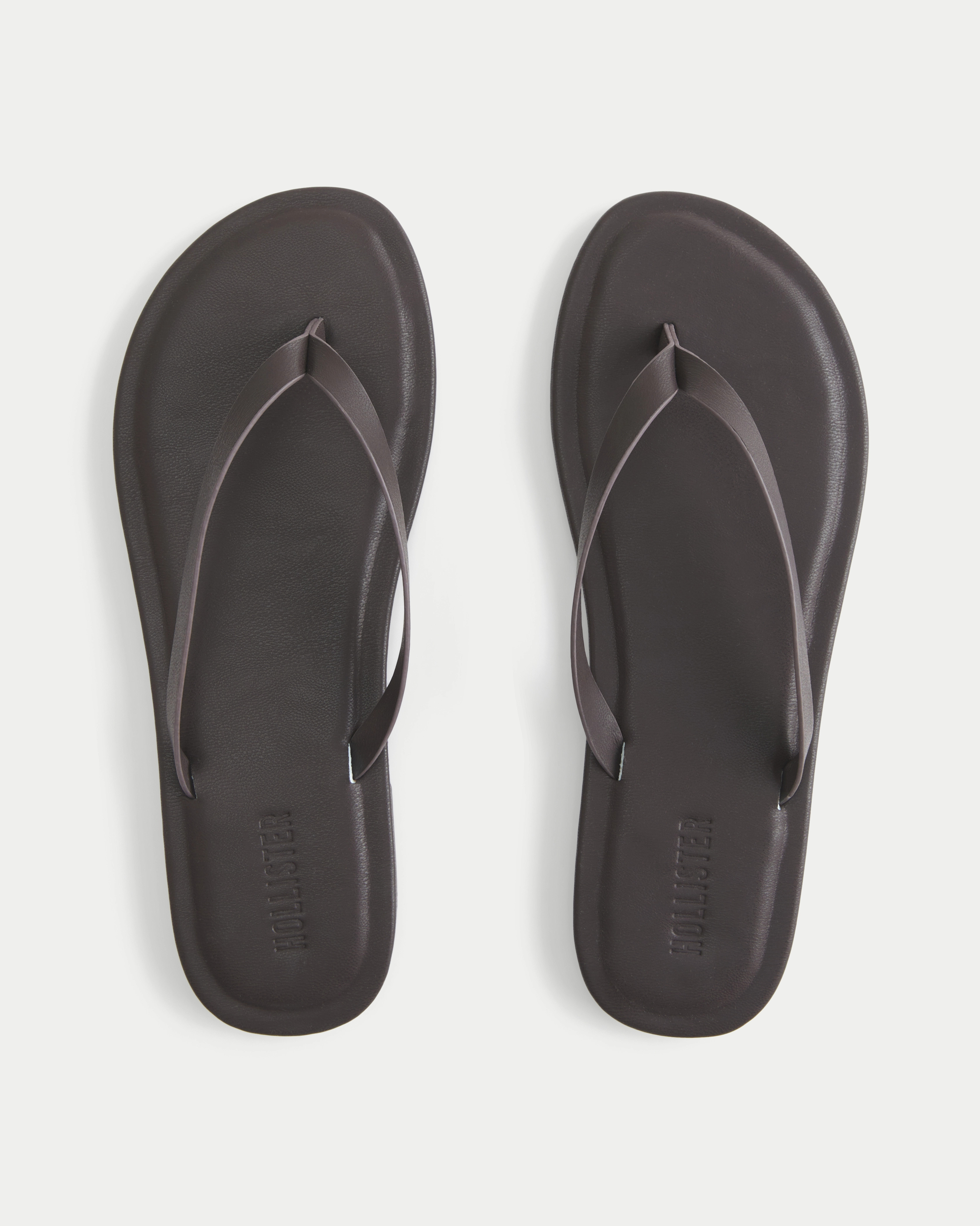 Brown Core Faux Leather Flip Flops | Hollister (US)