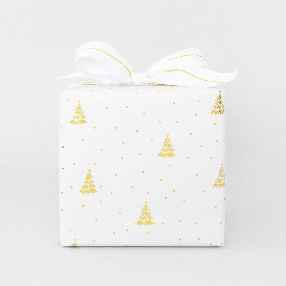30 sq ft Gold Tree on White Gift Wrap - Sugar Paper + Target | Target