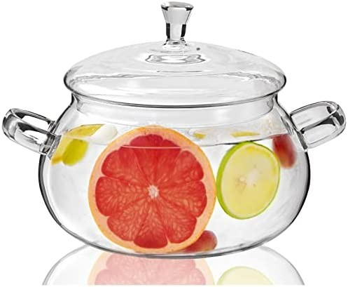 XJLVSV 2450ML/83oz Glass Clear Saucepan with Lid,Best Handmade Easy Clean Heat Resistant Glass Co... | Amazon (US)