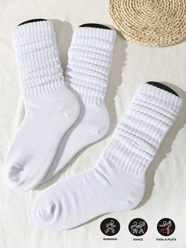 3 Pairs Of Solid Color Women's Plush Pile Socks(Without Sock Card) | SHEIN