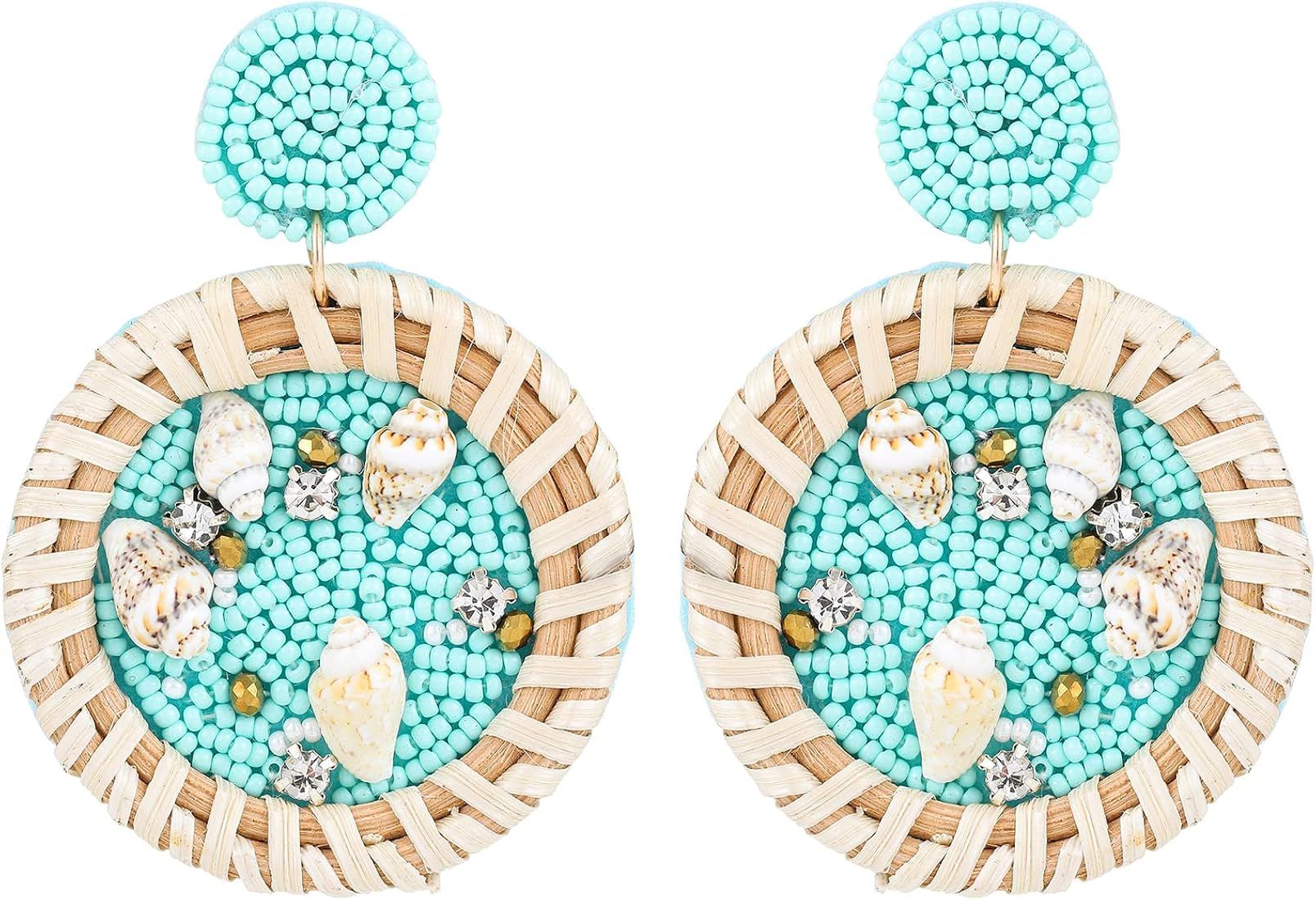 Summer Beach Earrings Handmade Beaded Drop Earrings Turtle Starfish Scallop Dangle Earrings for W... | Amazon (US)