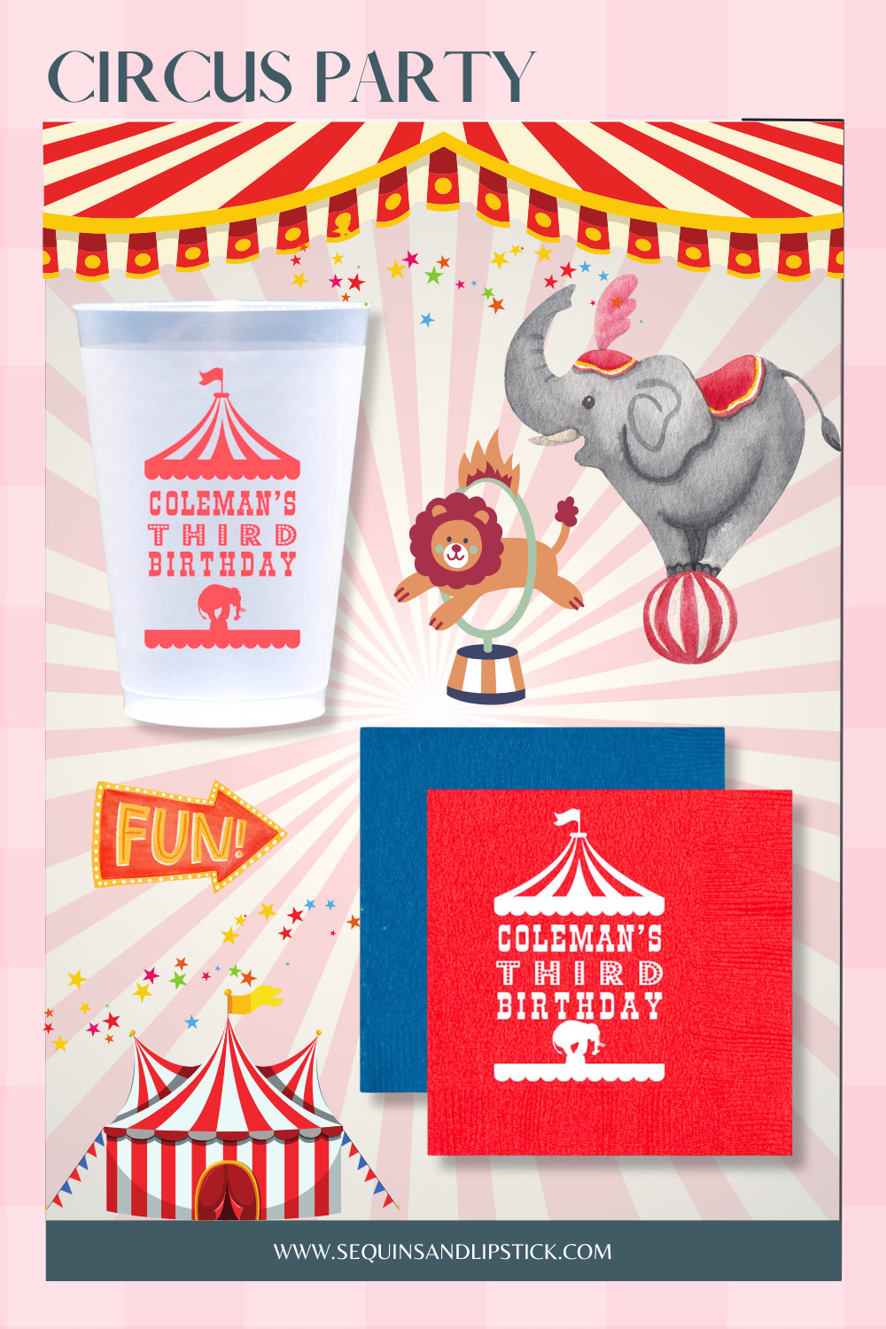 Create a show-stopping celebration with custom circus party cups and napkins. Personalized with your child’s name and age, these fun party supplies are perfect for themed birthday parties and colorful kids celebrations. 

 #LTKGiftGuide #LTKBaby #LTKKids
