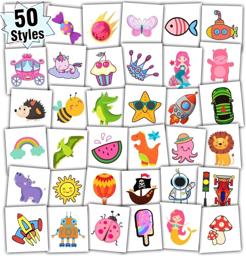 Partywind Individually Wrapped Sheets Kids Temporary Tattoos, Birthday Party Favors Supplies for ... | Amazon (US)