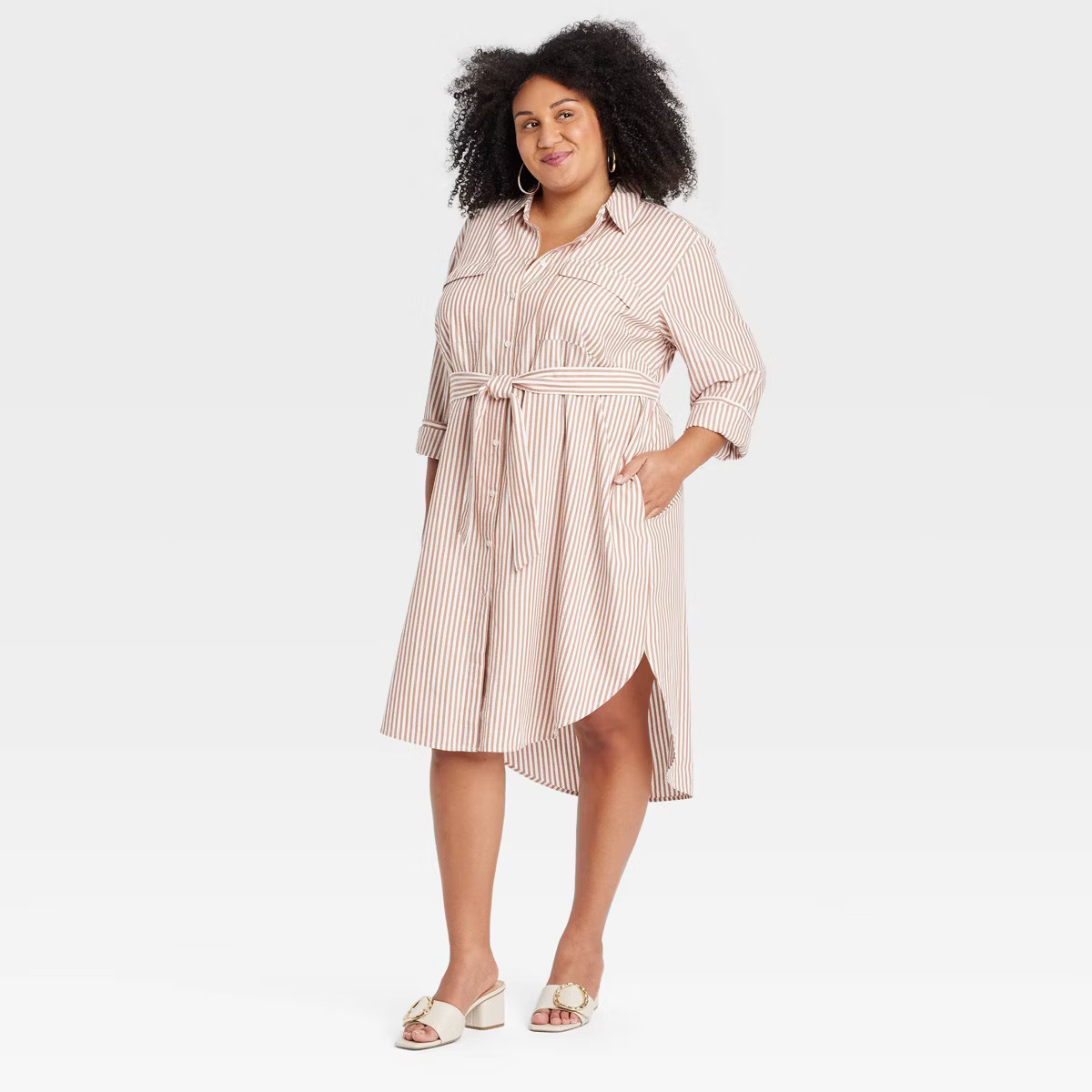 Women's Long Sleeve Midi Shirtdress - Ava & Viv™ | Target