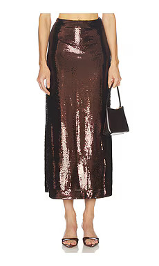 L'Academie By Marianna Veleda Sequin Maxi Skirt in Dark Brown from Revolve.com | Revolve Clothing (Global)