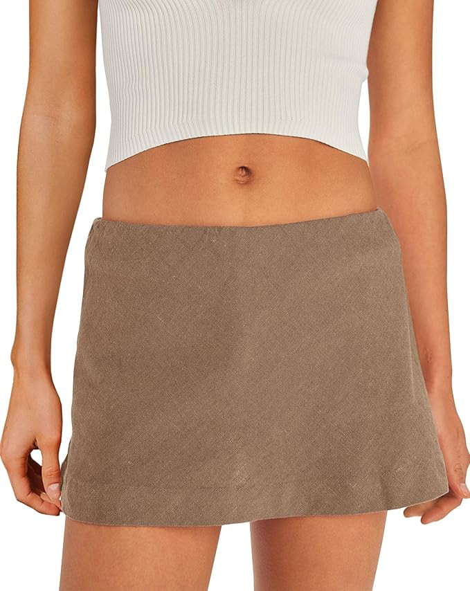 SENSERISE Womens Cotton Linen Skorts Mini Skirt with Shorts Underneath Short A Line Skirts Summer... | Amazon (US)