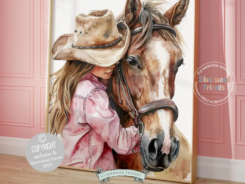 Cowgirl Print, Cowgirl Nursery Decor, Trendy Pink Western Decor, Girls Horse Riding Print, Horse ... | Etsy (US)