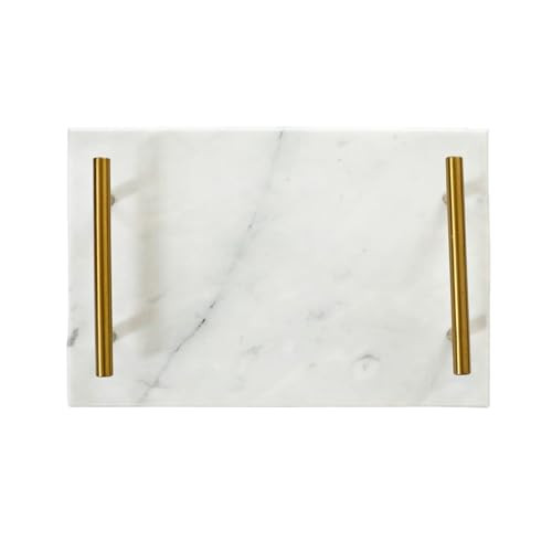 Creative Gifts Rectangle Block 12 Inch White Marble and Gold Handles Charcuterie Platter Chopping Cutting Board Serving Tray | Amazon (US)