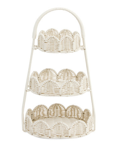 3 Tiered Oval Scalloped Tray | TJ Maxx