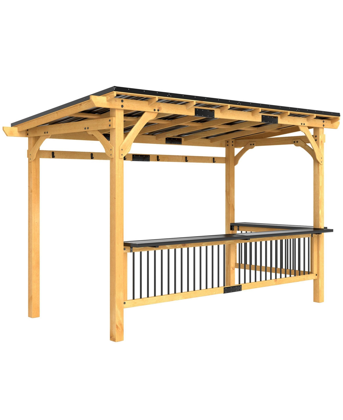 Outsunny 13' x 6' Wooden Grill Gazebo, Hardtop Outdoor Bbq Gazebo, Natural - Natural wood | Macy's