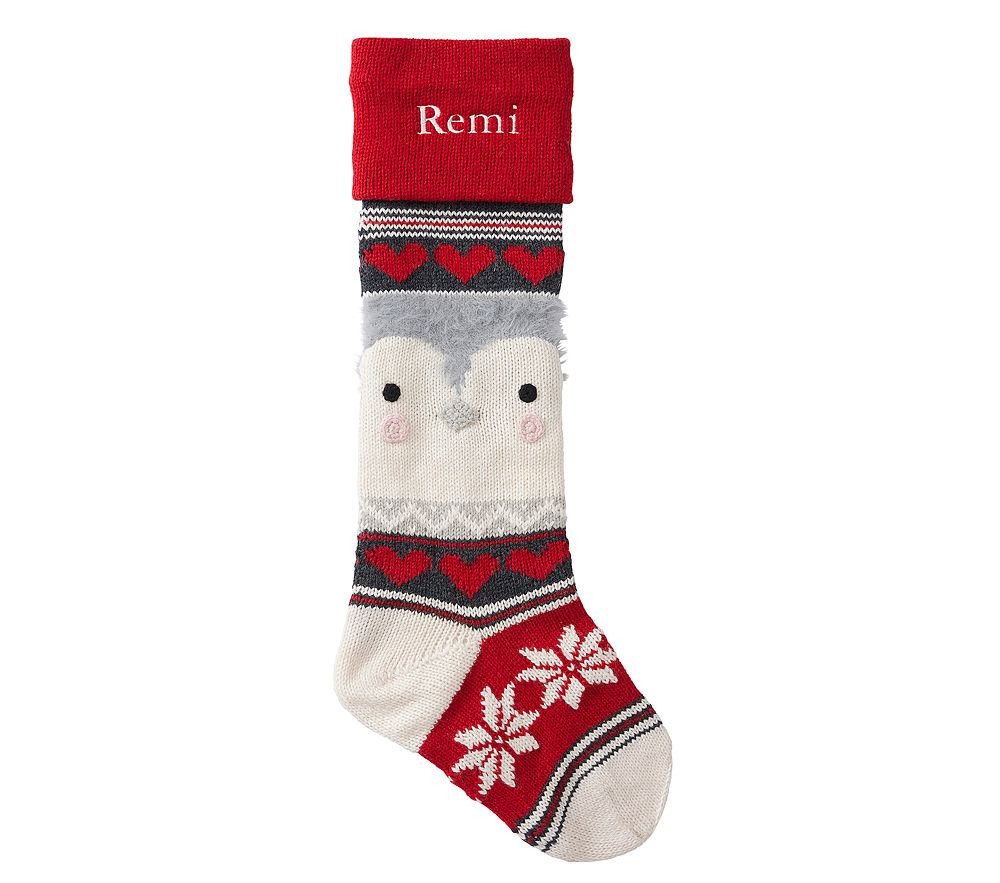 Natural Fair Isle Stocking, Penguin | Pottery Barn Kids
