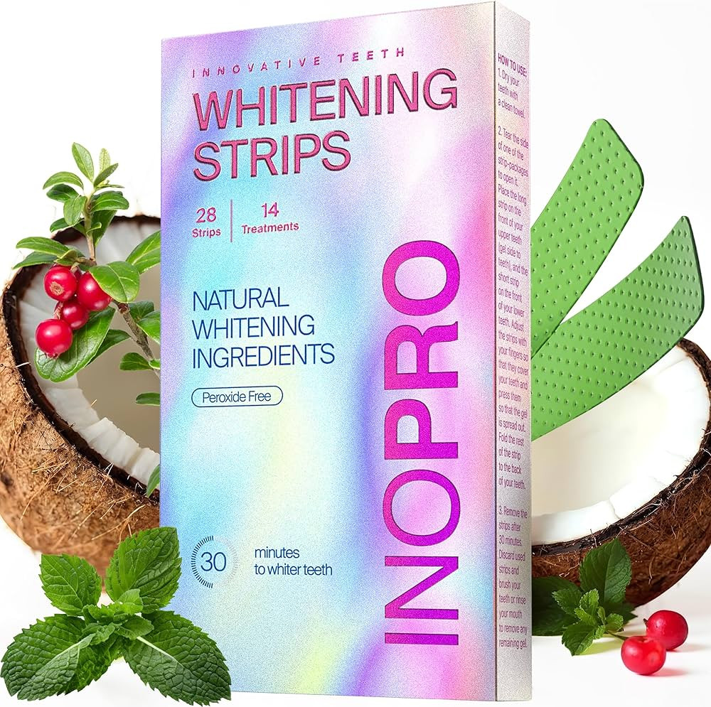 Teeth Whitening Strips 14 Treatments Kit - Teeth Whitener, Peroxide Free, Enamel Safe Green White... | Amazon (US)