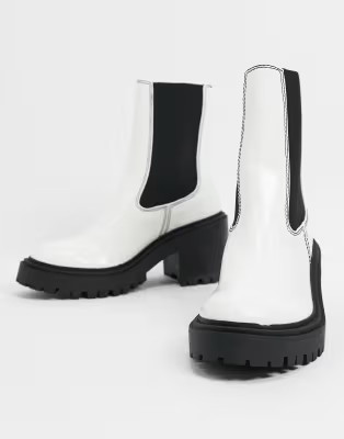 ASOS DESIGN Rachel chunky chelsea boots in white | ASOS (Global)