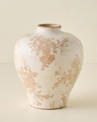 Taupe Distressed Floral Vase | Magnolia