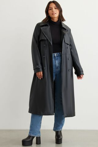 Faux Leather Trench Coat | Dynamite Clothing