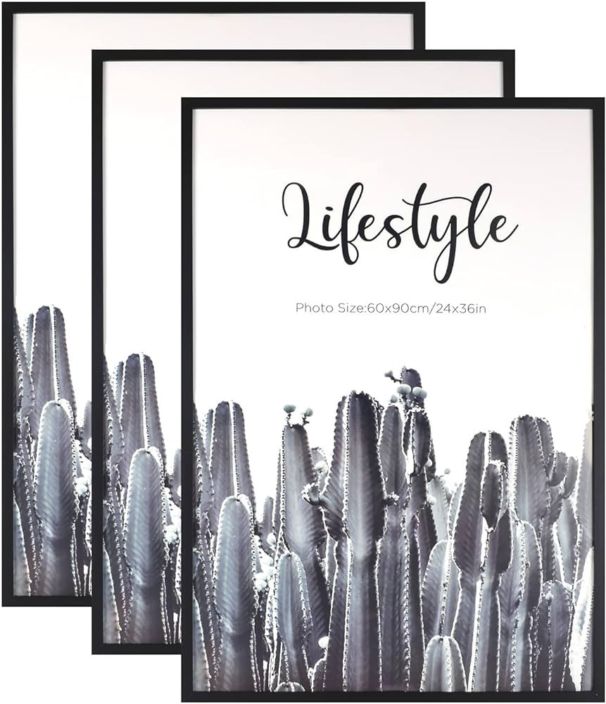 Art Maison 24x36 Inch Wood Picture Frame Set of 3, Black Gallery Wall Frames, Hanging Photo Displ... | Amazon (US)