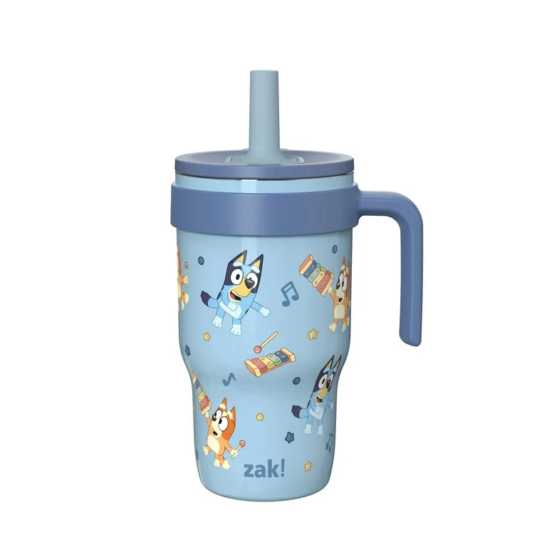 Zak Designs Bluey 10oz Mini Cruiser Tumbler, Soft Straw Stainless Steel Tumbler for Toddlers, Lea... | Walmart (US)