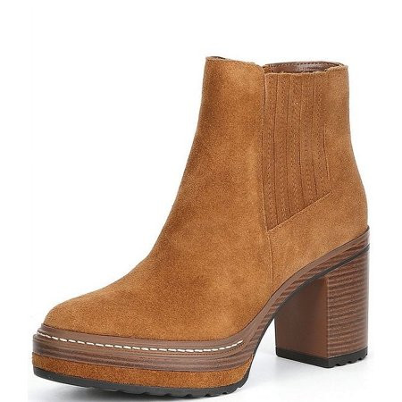 Steve Madden Searches Brown Suede Block Heel Rounded Toe Platform Ankle Boots (Brown 11) | Walmart (US)