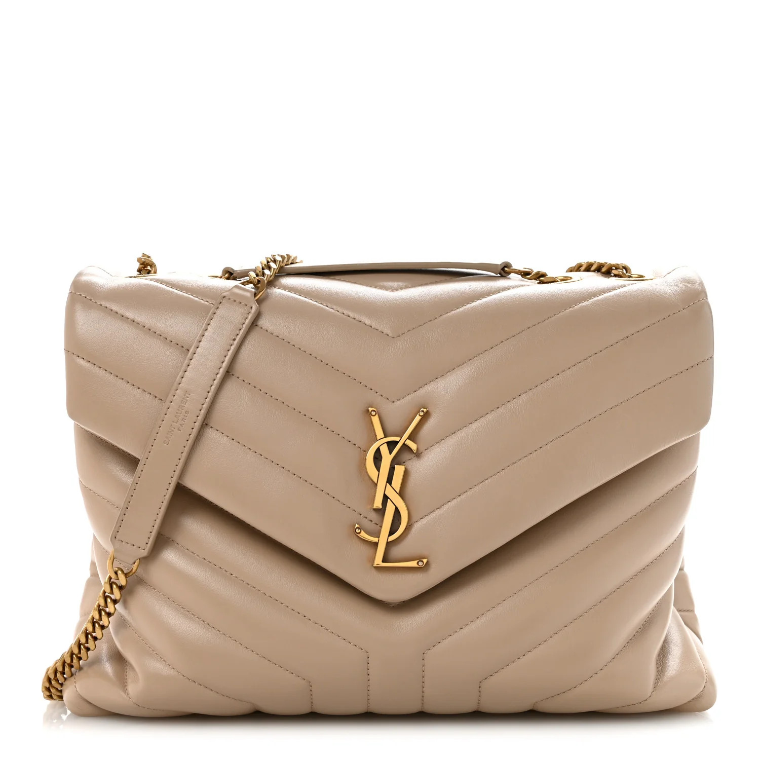 Saint Laurent Calfskin Y Quilted Monogram Medium Loulou Chain Satchel Dark Beige 1883549 | FASHIONPHILE (US)