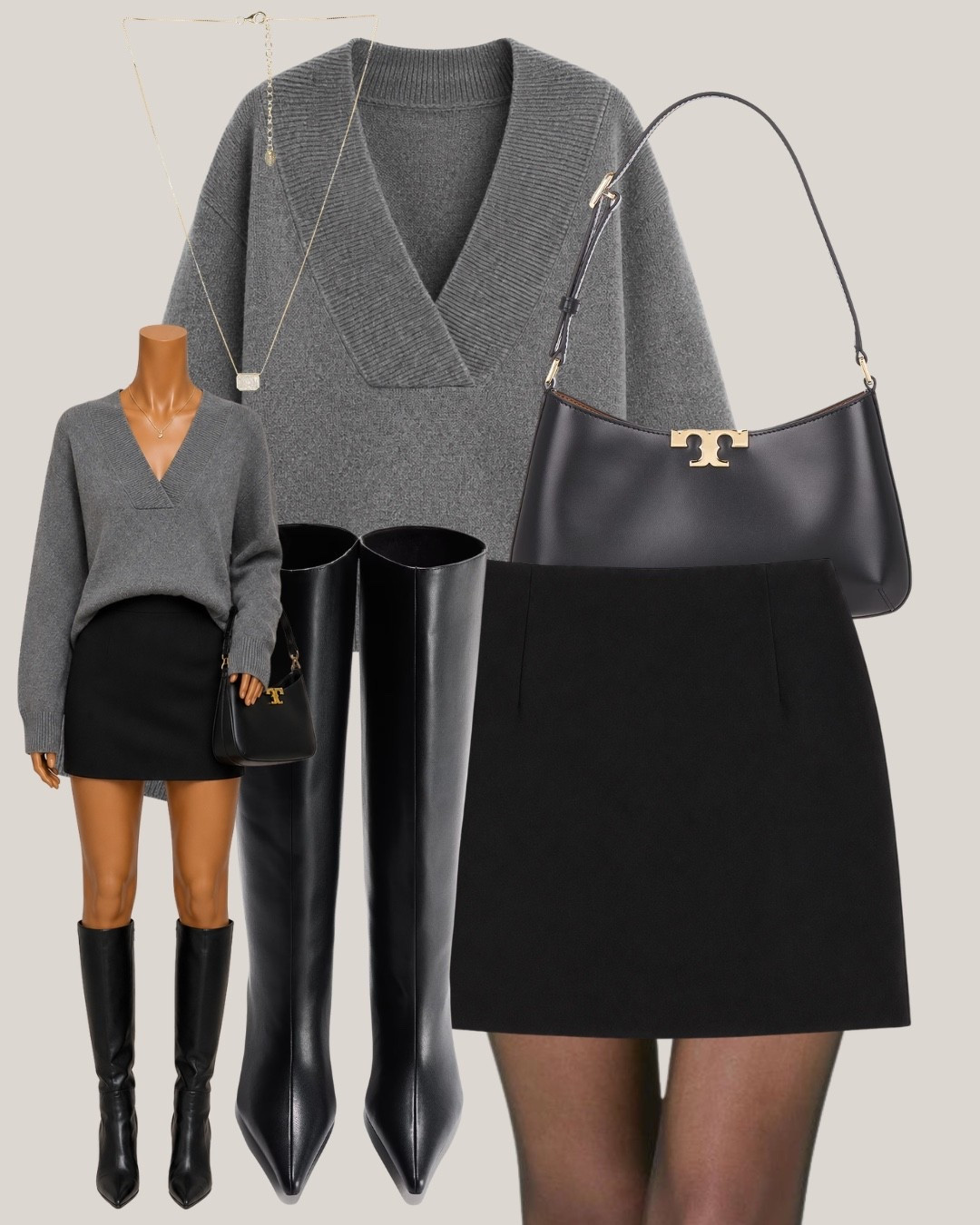 Fall in one look, cozy on top and edgy on bottom

Tags: fall outfit inspo, grey sweater outfit, oversized sweater outfit, black mini skirt outfit, knee high boots outfit, black boots outfit, fall transition outfit, coffee run outfit, casual fall outfit, going out fall outfit

#LTKstyletip #LTKshoes #LTKbag