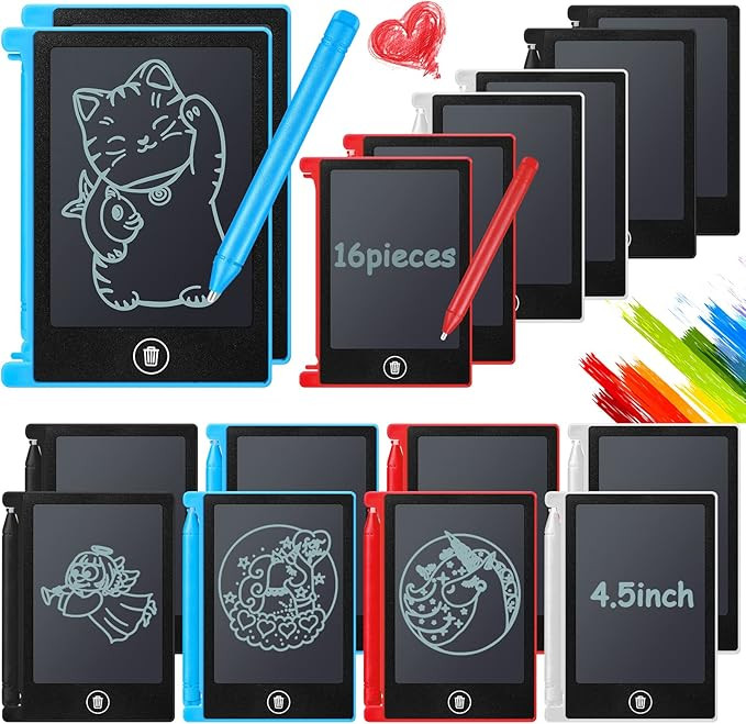 Nezyo 16 Pieces 4.5 Inch Mini LCD Writing Tablet Electronic Doodle Board for Colorful Drawing Tab... | Amazon (US)