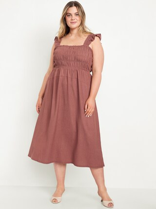 Fit & Flare Lightweight Smocked Midi Dress | Old Navy (US)