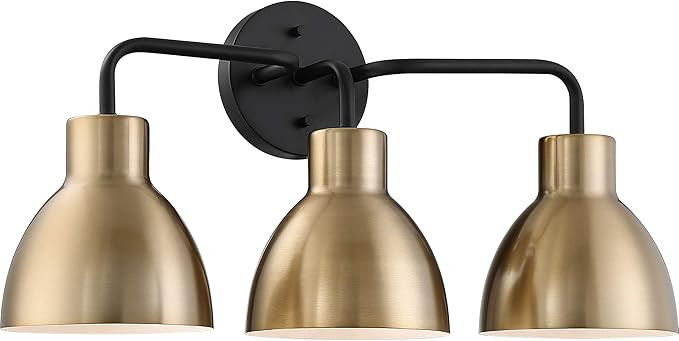 Nuvo 60/6793 Sloan 3-Light Vanity Fixture, Matte Black and Brass Finish, 3 Lt. Vanity | Amazon (US)