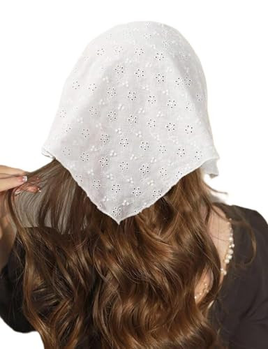 Huachi Head Scarf Headband for Women’s Hair hair - White Bandanas for Women - Lace Hair Scarf Bandana Headband - Cute Stylish Head Kerchief Summer Accessories | Amazon (US)