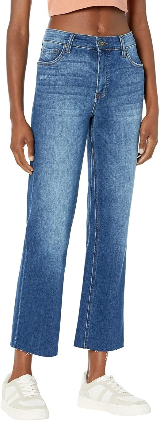 KUT from the Kloth Womens Meg High-Rise Fab Ab Wide Leg Raw Hem in Long Inseam | Amazon (US)