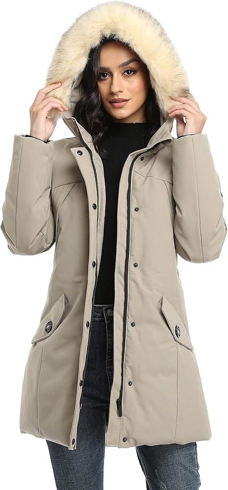 PUREMSX Winter Coat for Women, Thick Warm Fur Hood Insulated Vegan Down Padded Jacket Parka XS-XX... | Amazon (US)