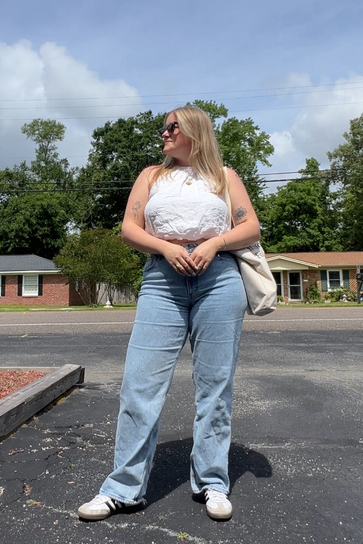 abercrombie curve love jeans, anthropologie top, adidas sambas, casual outfit, midsize style 

#LTKFindsUnder100 #LTKStyleTip #LTKMidsize