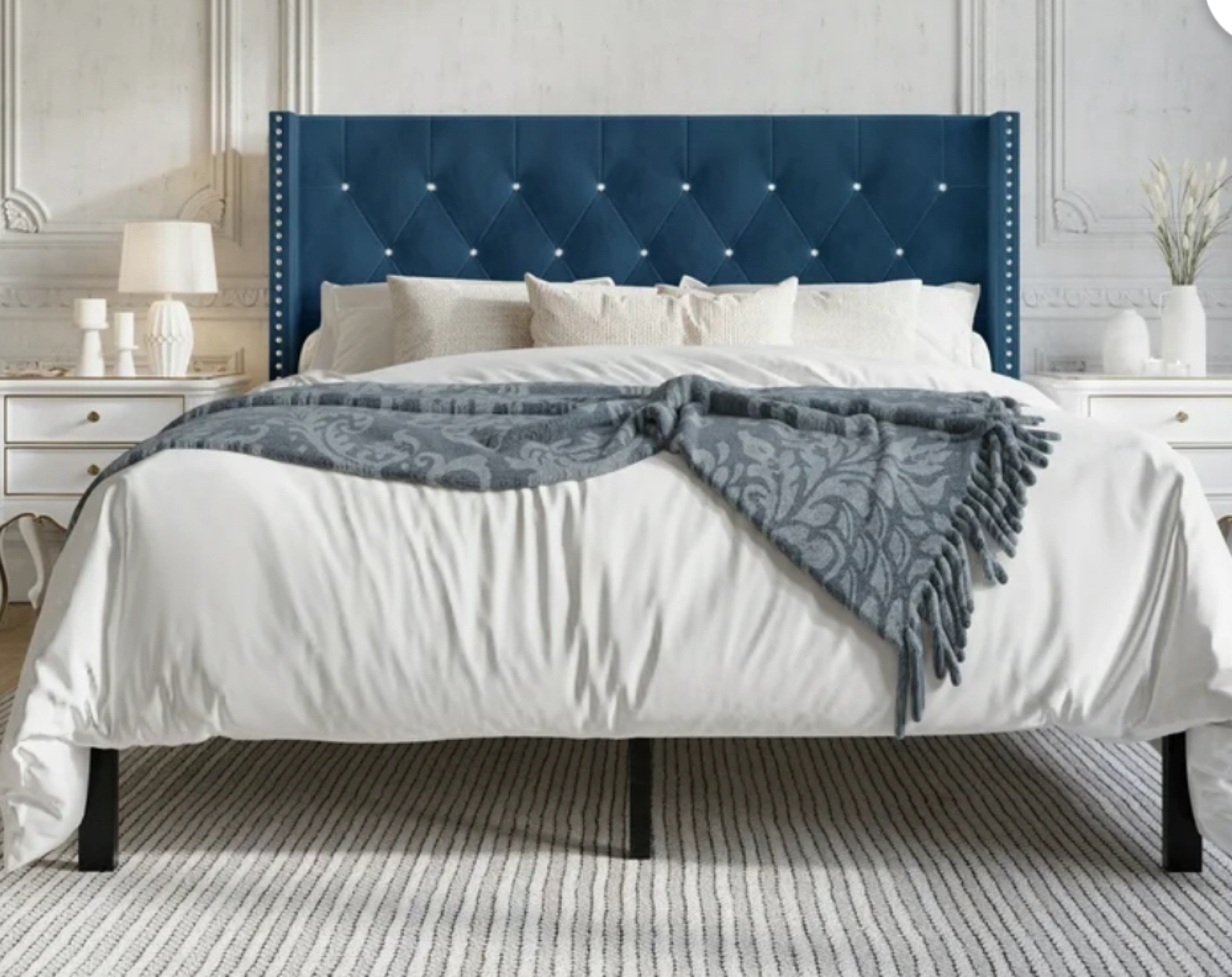 Blue upholstered bed 

#LTKHome #LTKxWalmart