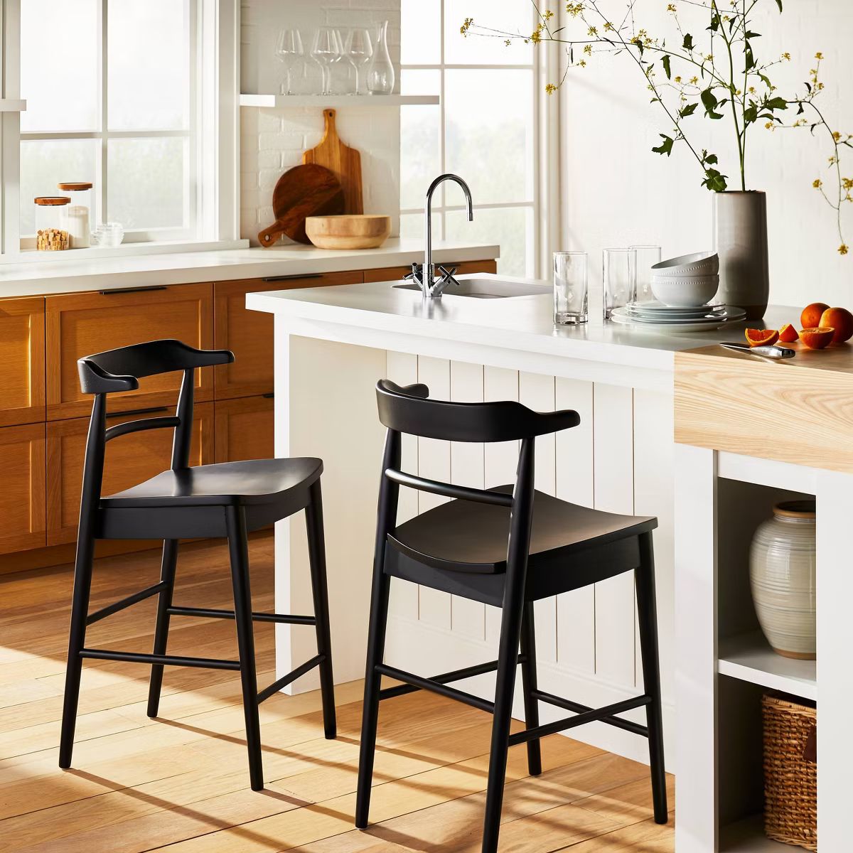 Kaysville Curved Back Wood Counter Height Barstool Black - Threshold™ designed with Studio McGe... | Target