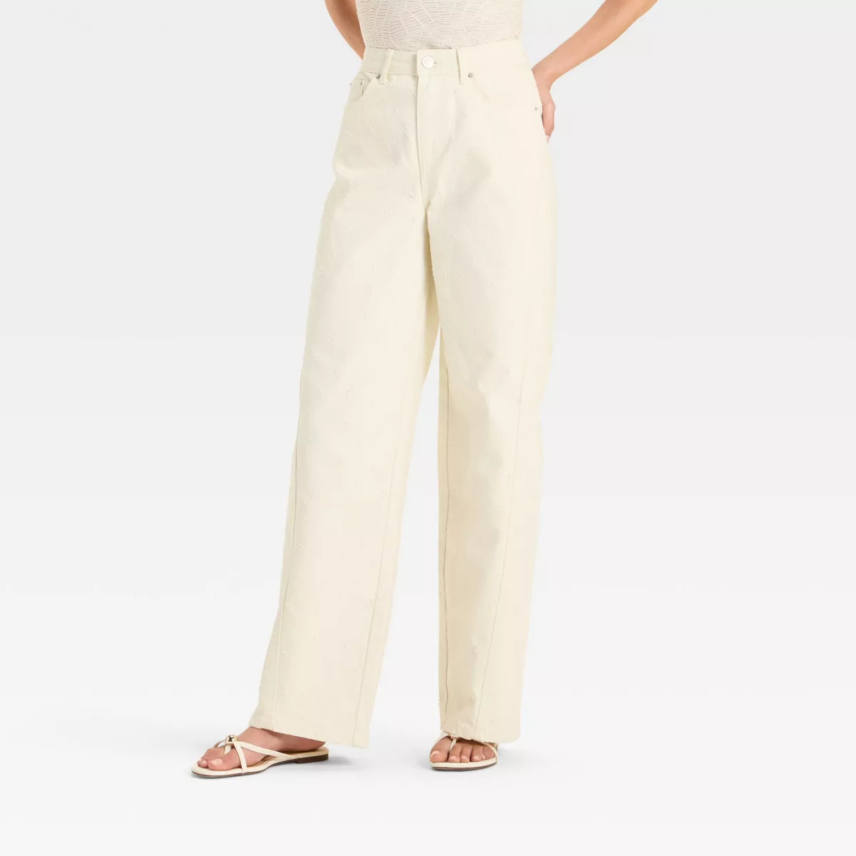 Women's Mid-Rise Relaxed Fit Wide Leg Distressed Jeans - Future Collective White | Target