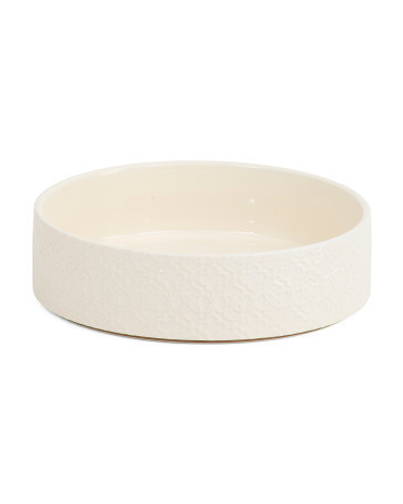 Large Ceramic Dog Bowl Embossed Filigree | TJ Maxx