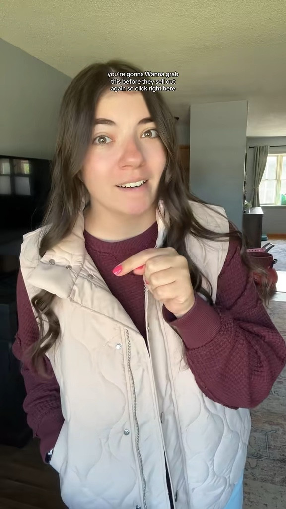 I love throwing a vest on to elevate an outfit and this one is so good! The color definitely looks darker on the stock image but this is the apricot pink! It comes in a ton of different colors and sells out quickly! Grab one while you can 🫶🏻

#LTKMidsize #LTKFindsUnder50 #LTKSeasonal