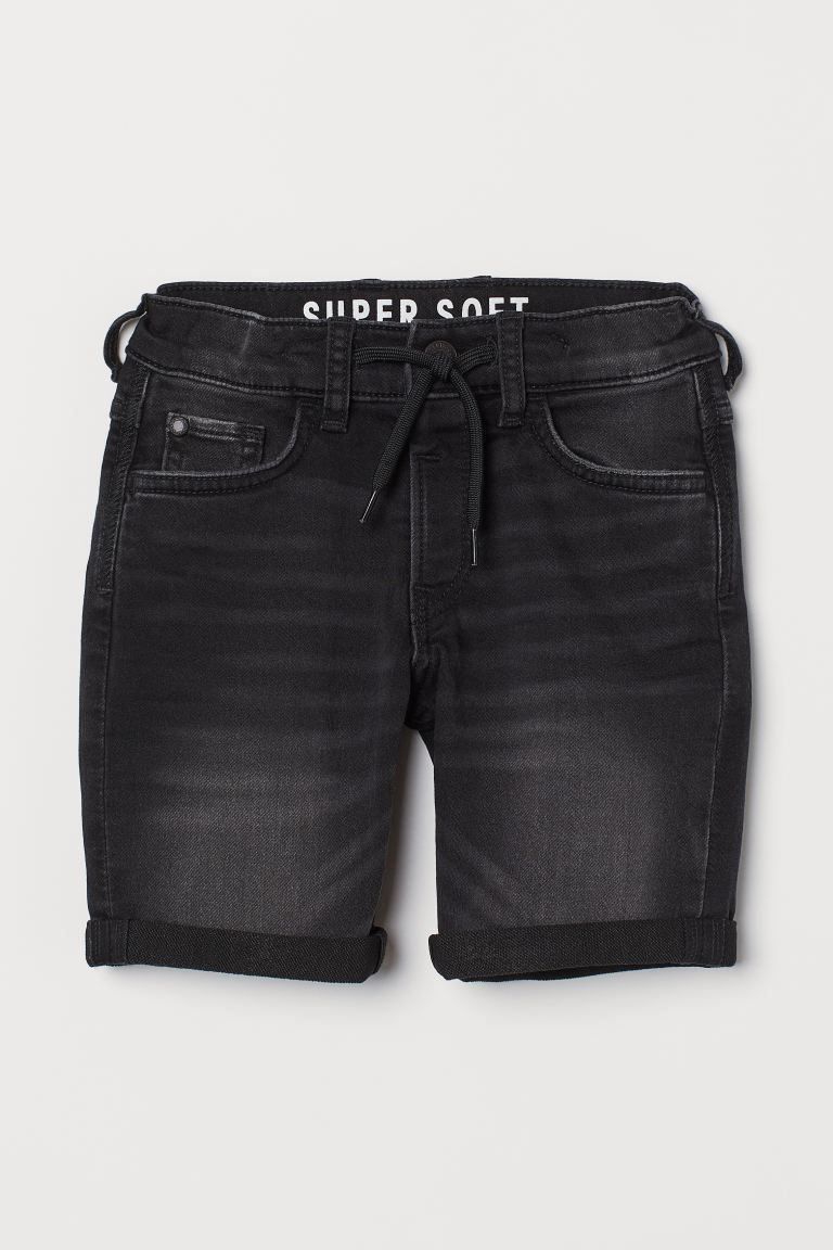 5-pocket shorts in supersoft stretch denim. Adjustable elasticized waistband with decorative draw... | H&M (US)