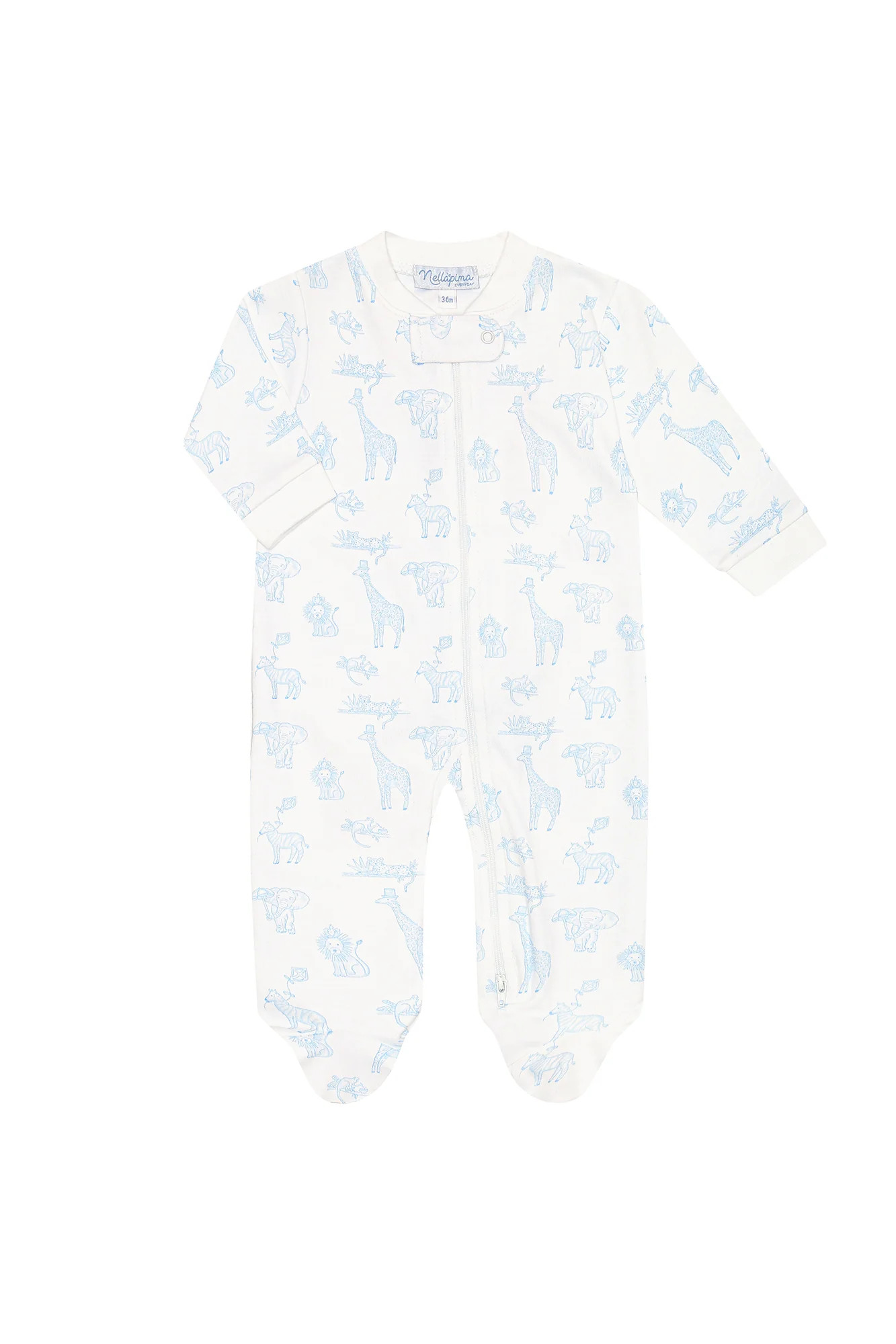 Blue Safari Zipper Footie | Nellapima