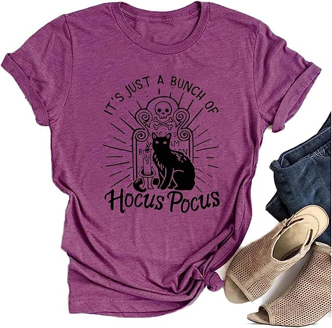 Hocus Pocus Halloween Shirts for Women Fall Tee Shirt Classic Halloween Movie Tops | Amazon (US)